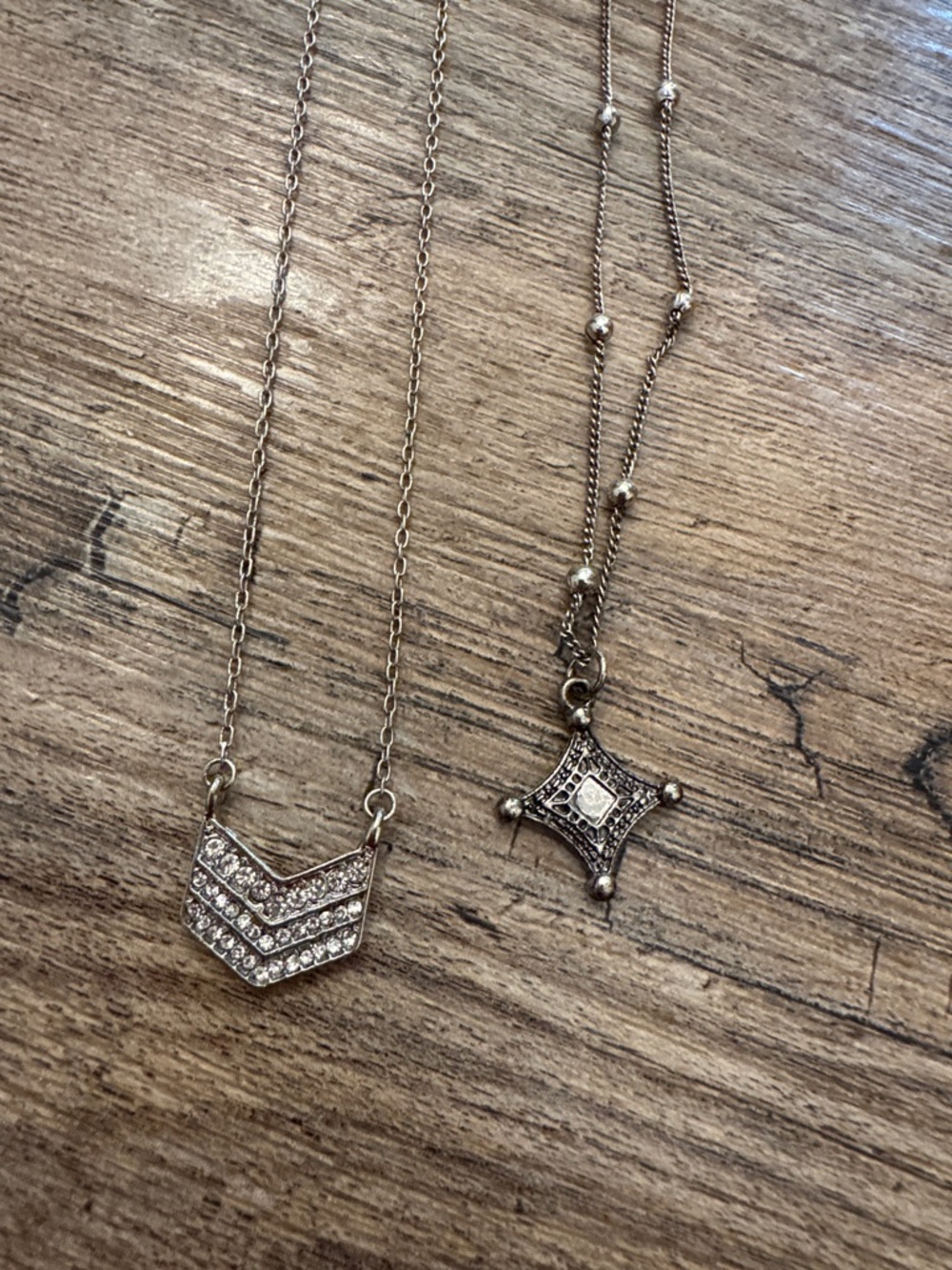 Rhodium-Tone Pave Chevron Necklace in Silver